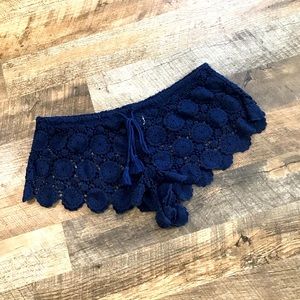 Victoria Secret Blue Crochet Sleep Shorts Size Large